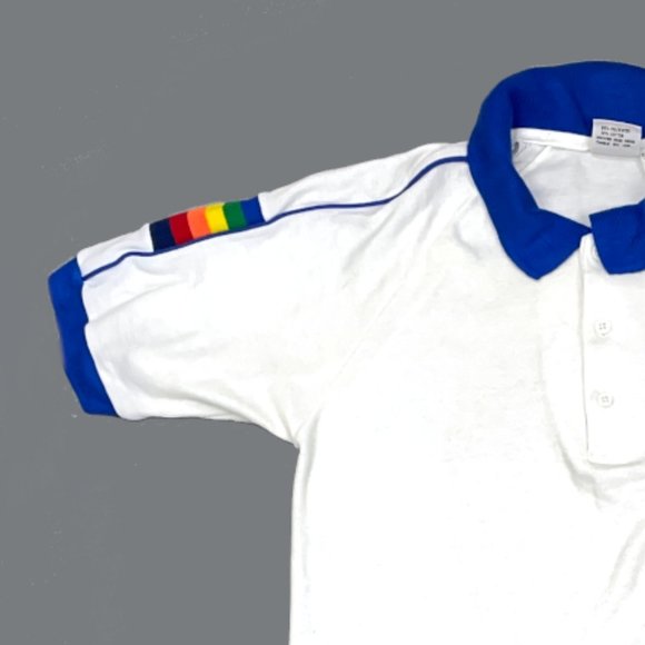 VTG 70s Hawaii Rainbow Stripe Polo Shirt Thin - Picture 5 of 5